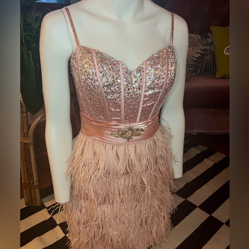 Pink sequin mini dress